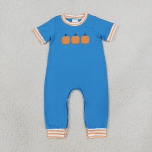 Ropa de otoño para bebé niño, mono bordado con diseño de pavo y calabaza a cuadros - Product Image 2
