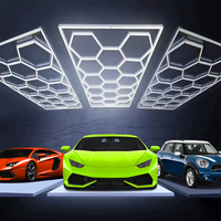 JESLED 672W Lumières LED en nid d'abeille 2.4*4.8M 8*16FT IP56 Éclairage de travail pour le detailing automobile 110V 220V Lumière de toit hexagonale pour garage OEM&ODM