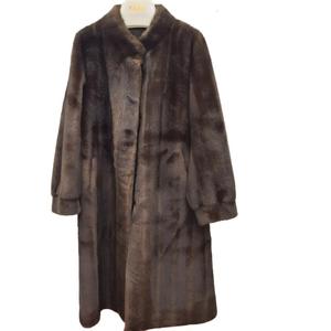 क्लासिक लक्जरी लैपल डिजाइन वाइड कॉलर लंबे गहरे भूरे रंग के नकली नकली नकली फर विंडप्रूफ शीतकालीन कोट - Product Image 3