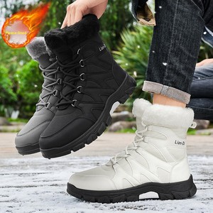 <span class=keywords><strong>Bottes</strong></span> d'hiver chaudes doublées polaire mi-mollet pour homme, tendance, pour l'extérieur, avec semelle extérieure en PVC épaissie, tige en PU, grande taille, en coton - Product Image 1