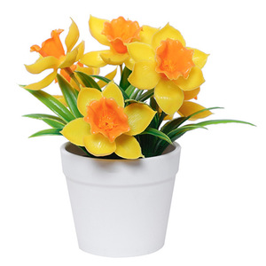 Composizione Floreale Realistica di Narcisi Artificiali in Vaso, Fiori in Plastica Fatti a Mano, Morbidi e Impermeabili, Decorazione per Scrivania e Ufficio - Product Image 1