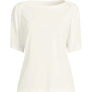 Camiseta de manga larga para mujer FOXA, cuello barco, algodón Supima, manga abullonada, top de punto transpirable - Product Image 3