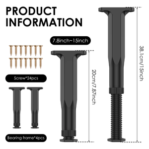 Pieds de meubles télescopiques en plastique pour diverses bases de lits et meubles, projets de bricolage <span class=keywords><strong>avec</strong></span> hauteur réglable - Product Image 5