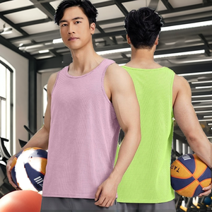 Débardeur de sport tricoté 100 % polyester pour homme, sans manches, pour la gym, la musculation, le fitness, la course à pied, broderie machine - Product Image 2