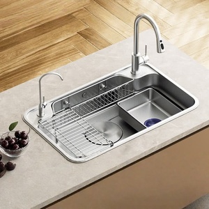 <b>Kitchen</b> <b>sink</b> single-slot washbasin integrated basin stainless steel counter top and bottom washbasin - Product Image 1