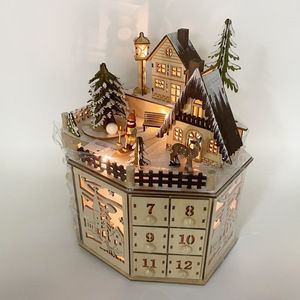 3D Plywoord Laser Cắt Sáng Lên Giáng Sinh Bằng Gỗ <span class=keywords><strong>Advent</strong></span> Lịch - Product Image 2