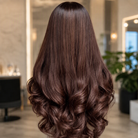 Perruques pour femme en cheveux humains vierges brésiliens, haute densité, frontale en dentelle HD 13X6, sans colle, transparente, marron, ondulée, bouclée crépue