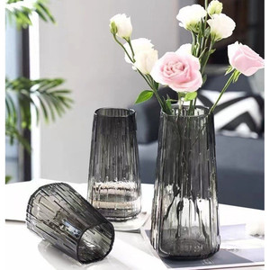 Moissic Petit Bouche Gaufré Vertical Cylindre Vase En Verre Eau Nourrissant Décor Salon Table À Manger Arrangement De Fleurs - Product Image 1