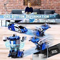 Coche Robot Transformable a Escala 1:18 con Control Remoto 2.4G, Diseño de Policía con Luces, Derrape con un Botón, Control Remoto para Niños