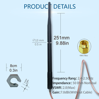 Antenne Dcuk en caoutchouc pour caméra de sécurité WiFi IP65 avec connecteur RG-178, câble trigonal 2,4 GHz 2dBi