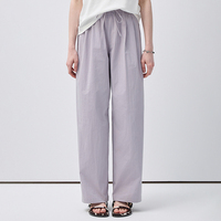 Pantalones Casuales Color Morado Claro para Mujer VEGA CHANG, con Cintura Elástica con Cordón y Pierna Ancha, Corte Holgado y Ligero