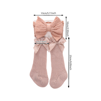 Ensemble 2 pièces personnalisé avec logo pour bébé fille : Bandeau et chaussettes hautes en maille gaufrée avec grand nœud – Accessoires pour bébé – Cadeau OEM