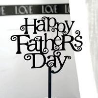 Neuheit Acryl Gold Schwarz Happy Father's Day Super Dad Bester Papa 10cm Tortendekoration