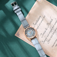Jam Tangan Quartz Wanita Mini Dial Biru Bergaya Fashion Terlaris TikTok Livestream 43mm Stok Langsung Pabrik Drop Shipping