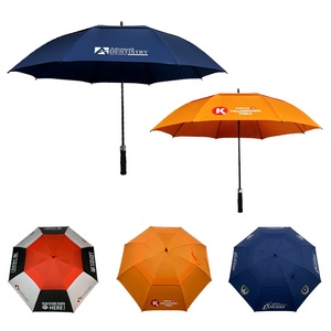 Chất lượng cao 30inch tùy chỉnh đôi tán Golf ô màu xanh đậm pongee Chất liệu thẳng cho Người lớn in logo - Product Image 1