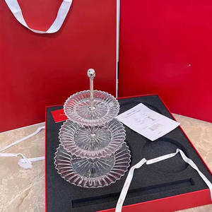 Plato de Postre de Diseño Moderno para Bodas, Soporte de Pastelería de Cristal de Alta Gama de 3 Niveles, Mille Nuits - Product Image 2