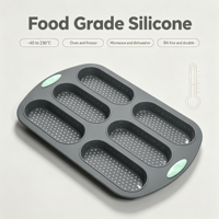 Moule à baguette en silicone perforé à 6 cavités, antiadhésif, pour pain français, compatible four, pour la cuisson maison