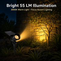 Projecteur solaire de jardin 3000K à LED blanc chaud, sur piquet, pour éclairage paysager de jardin, patio, pelouse et allée