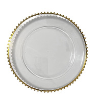 Assiettes de présentation décoratives dorées en plastique transparent de style classique européen pour banquets de mariage