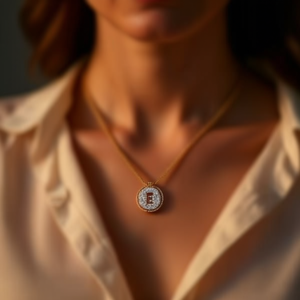 Collana con Ciondolo a Forma di Lettera E con Diamante, Catena da 2 Cm, Gioielli Raffinati in Acciaio, Tono Oro e Argento - Product Image 3