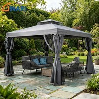 Pergola moderne de luxe en aluminium avec toit à lames motorisées et éclairage LED pour villa, patio et jardin, espace de vie extérieur