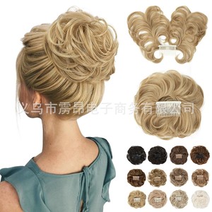 Perruque en fibre haute température <span class=keywords><strong>de</strong></span> qualité supérieure, style européen et américain, pour femme, avec anneau à cheveux, <span class=keywords><strong>chignon</strong></span> réglable, peigne d'insertion et <span class=keywords><strong>queue</strong></span> <span class=keywords><strong>de</strong></span> <span class=keywords><strong>cheval</strong></span> volumineuse - Product Image 4