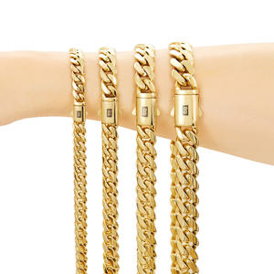 Collar de Cadena <span class=keywords><strong>Cubana</strong></span>, Chapado en Oro de 14K, Acero Inoxidable, Hebilla Lisa, Collar Hip Hop para Hombre, Regalo - Product Image 4