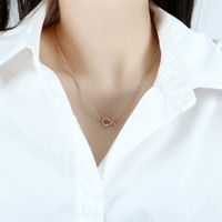 Landy – collier en acier inoxydable avec cordon et nœud pour femme, collier plaqué or rose