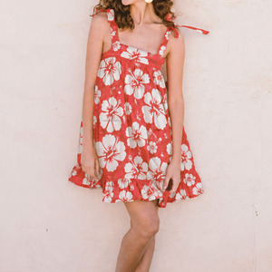 Robe de plage hawaïenne à imprimé floral personnalisée par le fabricant, luxueuse, respirante, en lin et coton, mini-robe. - Product Image 5
