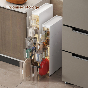 Armadietto Verticale Salvaspazio Stretto da 18 cm <span class=keywords><strong>con</strong></span> Ruote, Mobile Contenitore <span class=keywords><strong>in</strong></span> <span class=keywords><strong>Plastica</strong></span> <span class=keywords><strong>con</strong></span> <span class=keywords><strong>Cassetti</strong></span> per Auto e Bagno - Product Image 1