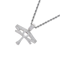 Collier Pendentif Croix Ankh en Strass Doré et Argenté pour Hommes et Femmes, Bijou Statement Hip Hop Iced Out