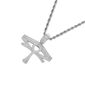 Collar con Combinación <span class=keywords><strong>de</strong></span> Ojo Turco y Cruz Anka, Colgante <span class=keywords><strong>de</strong></span> Latón con Circonita para Hombre - Product Image 4