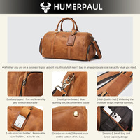 Sac de voyage pour homme HUMERPAUL - Cuir Crazy Horse, grande capacité pour ordinateur portable 15'' / documents A4, sac de transport - bagage de nuit