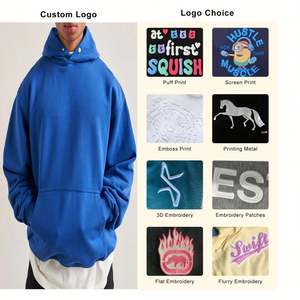 Sudadera con capucha gruesa y pesada en blanco, sudadera con hombros caídos para hombre, logotipo personalizado, forro polar con diamantes de imitación, ropa deportiva de peso pesado, Sudadera con capucha de gran tamaño - Product Image 2