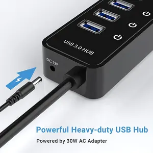 Xput Super Speed Black 10 In 1 USB 3.0 Data Hub 10 porte di ricarica USB 30 Hub Splitter con interruttori individuali per PC Laptop