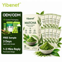 Yibenef Eco Matcha en poudre en stick 2g x 10, Poudre de thé vert naturel, Conception personnalisée OEM ODM