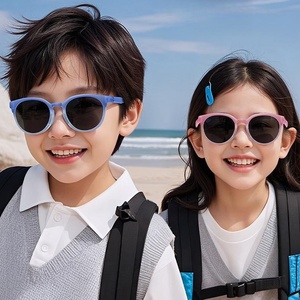 Lunettes de soleil pour enfants, design tendance, monture ronde, TR90, légères, verres polarisés UV400, pour le cyclisme et la course en plein air - Product Image 4