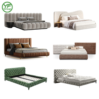 Cadre de lit Queen style pin, mobilier de maison minimaliste antique, en MDF durable, base de lit King/Queen en frêne