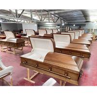 Ataúd de Madera de Roble de Primera Calidad al por Mayor, Acabado Mate, Interior de Terciopelo Almendrado, Estilo Americano Europeo Natural