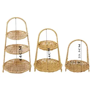 Hand-Woven Restaurant Home Features New Dim Sum Basket Double Wuo Layers Tiers Fruit Basket