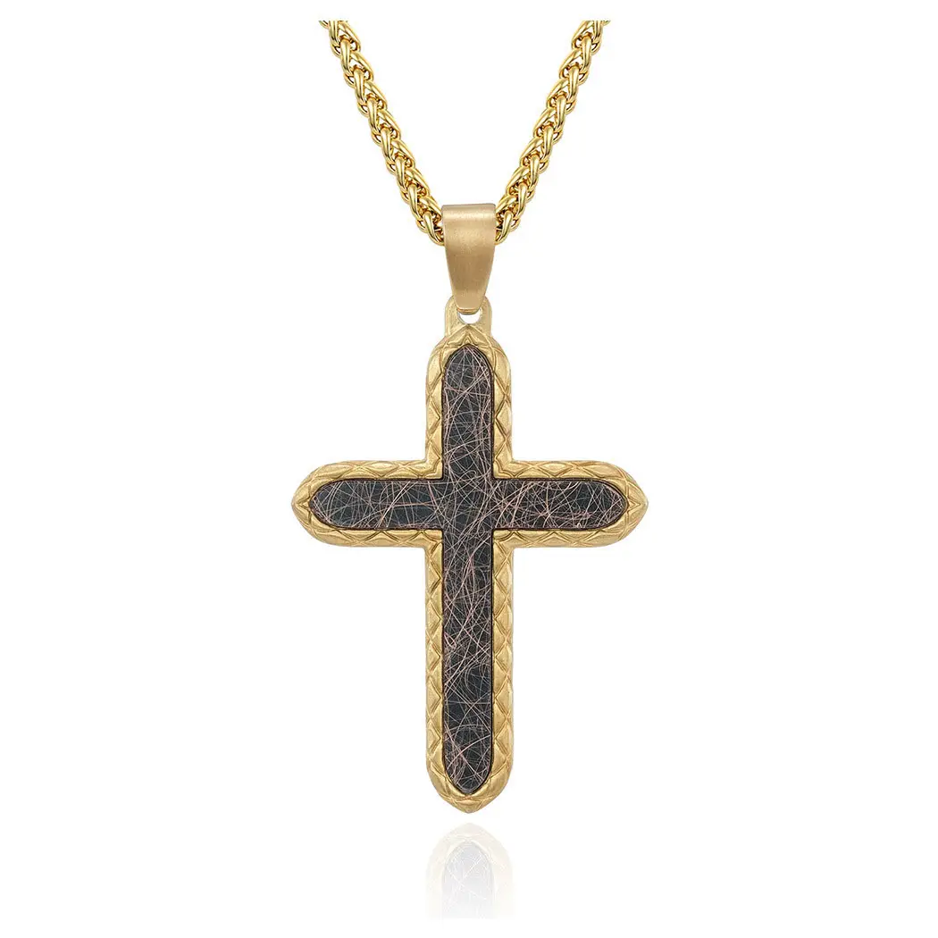 New Original Cool Design Ancient Unique Men Fine Jewelry Black Gun New Original Gold Necklace 18 K Cross Pendant Necklace