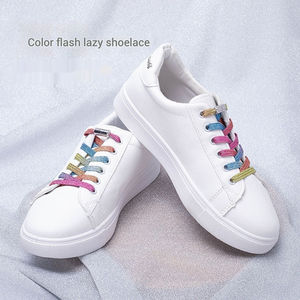 Olian Elastische Schoenveters Zonder Stropdas Schoenveters Plat Regenboog Goud Glitter Elastiekjes Capsule Schoenveter Voor Sneakers - Product Image 4