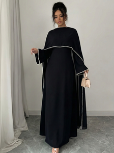 Vestido Abaya Maxi con Mangas de Capa y Adorno de Perlas Elegante y Personalizado de Leduo - Caftán Islámico Modesto para Mujer - Product Image 2