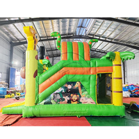 Château gonflable commercial en PVC de grande taille, thème animaux de la savane, pour adultes et enfants, avec toboggan