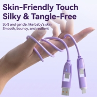 Kabel Data Pengisian Cepat Silikon Cair 4 in 1, Inti Kabel Charger Multi Konektor 1M Warna Macaron untuk Ponsel, Tablet, Power Bank