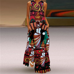 <span class=keywords><strong>Ropa</strong></span> Étnica <span class=keywords><strong>de</strong></span> Verano al por Mayor, Falda Larga para Mujer, Vestido Africano Holgado, Vestido Estampado para Mujer, Talla Grande - Product Image 4