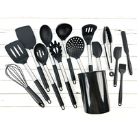 Ensemble d'ustensiles de cuisine en silicone avec poignée en acier inoxydable, 15 pièces