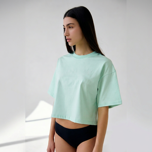 Camiseta Corta de Manga Corta para Mujer, Cuello Redondo, 100% Algodón, Camiseta Básica, Top Corto para Mujer 2025 - Product Image 2