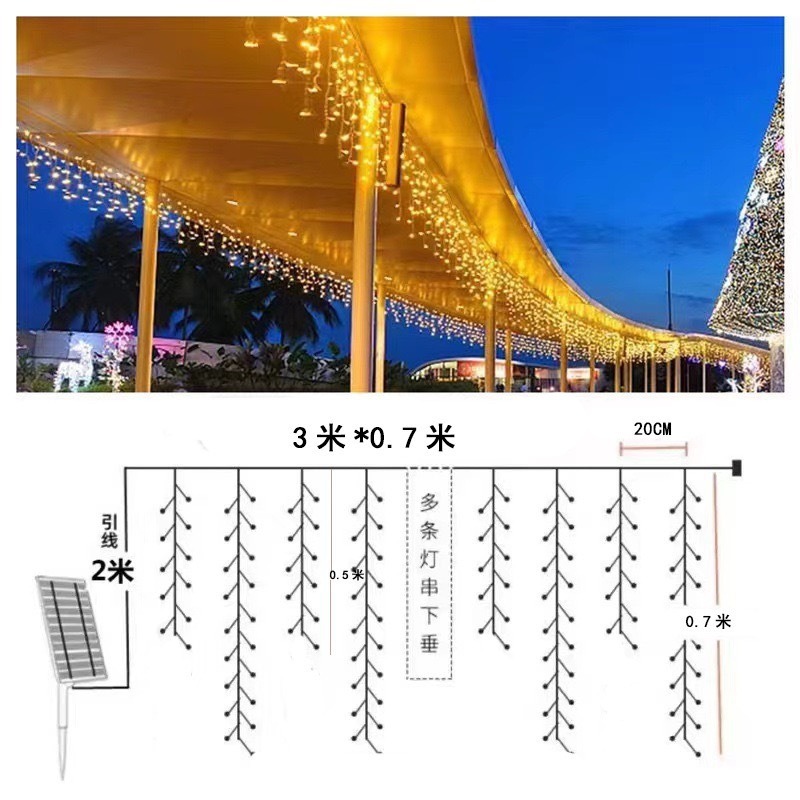 Nuevo blanco cálido 3*0,7 m 96 luces