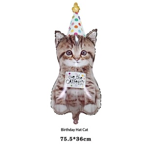 Nuovi <span class=keywords><strong>Palloncini</strong></span> in Foil a Forma di Gatto e Cucciolo <span class=keywords><strong>con</strong></span> Cappello da Festa, Decorazioni per Feste, Giocattoli per Bambini - Product Image 1